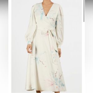 Flosssi Floral Wrap Long Sleeve Midi Dress